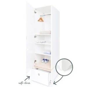 Wookids Armoire 1 Porte Façade Tiroir Blanc 12