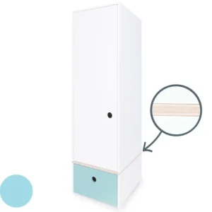 Wookids Armoire 1 Porte Façade Tiroir Bleu Ciel 10