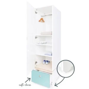 Wookids Armoire 1 Porte Façade Tiroir Bleu Ciel 12