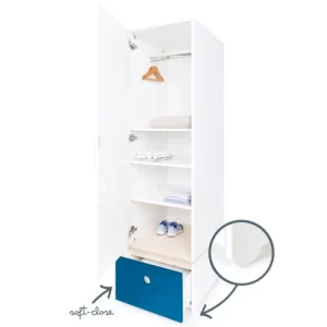 Wookids Armoire 1 Porte Façade Tiroir Bleu Marine 12