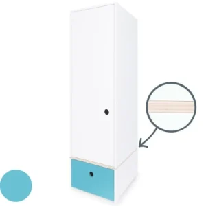 Wookids Armoire 1 Porte Façade Tiroir Bleu Paradis 10