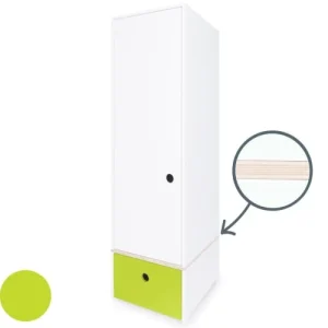 Wookids Armoire 1 Porte Façade Tiroir Citron Vert 10