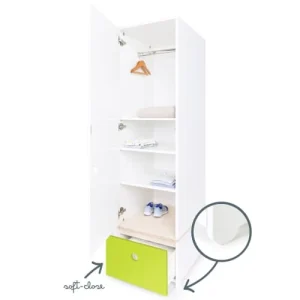 Wookids Armoire 1 Porte Façade Tiroir Citron Vert 12