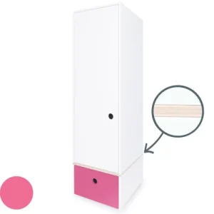 Wookids Armoire 1 Porte Façade Tiroir Fushia 10