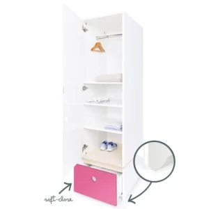 Wookids Armoire 1 Porte Façade Tiroir Fushia 12