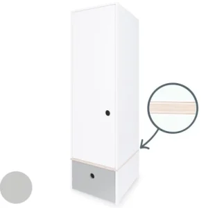 Wookids Armoire 1 Porte Façade Tiroir Gris Perle 10