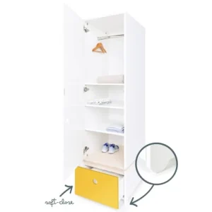 Wookids Armoire 1 Porte Façade Tiroir Jaune 12