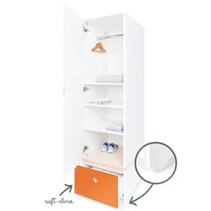 Wookids Armoire 1 Porte Façade Tiroir Orange 12