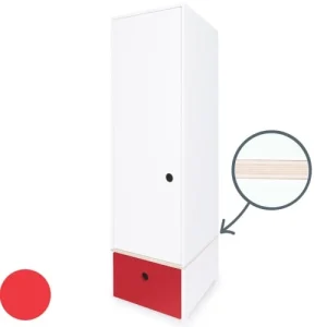 Wookids Armoire 1 Porte Façade Tiroir Rouge 10