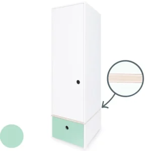 Wookids Armoire 1 Porte Façade Tiroir Vert Menthe 10