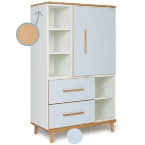 Wookids Armoire 147cm 1 Porte 2 Tiroirs Bleu Ciel 10