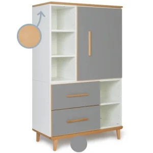 Wookids Armoire 147cm 1 Porte 2 Tiroirs Gris Ardoise 10