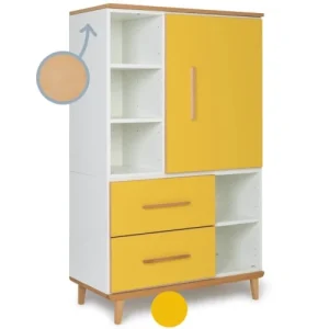 Wookids Armoire 147cm 1 Porte 2 Tiroirs Jaune Soleil 10