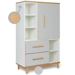 Wookids Armoire 147cm 1 Porte 2 Tiroirs Manhattan Gris 10