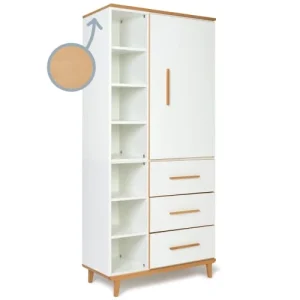 Wookids Armoire 198cm 1 Porte 3 Tiroirs Blanc 10