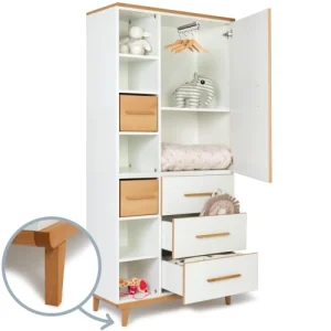 Wookids Armoire 198cm 1 Porte 3 Tiroirs Blanc 12