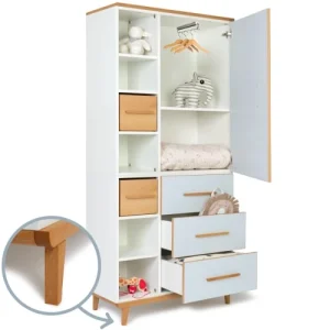 Wookids Armoire 198cm 1 Porte 3 Tiroirs Bleu Ciel 12