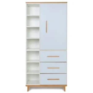 Wookids Armoire 198cm 1 Porte 3 Tiroirs Bleu Ciel 16