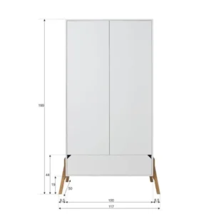 Bellamy Armoire 2 Portes 1 Tiroir Blanc 9