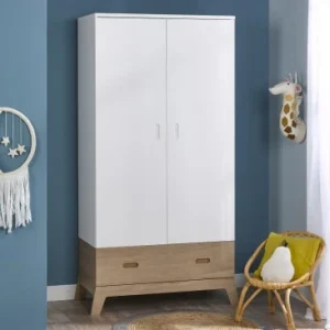 Nateo Concept Armoire 2 Portes 1 Tiroir Blanc Et Chêne 8