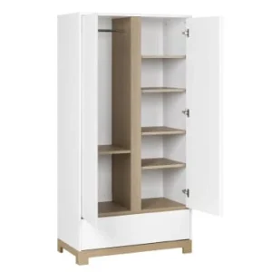 Nateo Concept Armoire 2 Portes 1 Tiroir Blanc Et Chêne Clair 8