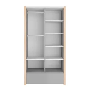 Bellamy Armoire 2 Portes 1 Tiroir Blanc Gris 10