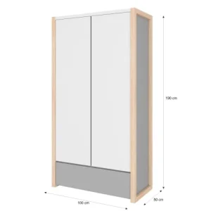 Bellamy Armoire 2 Portes 1 Tiroir Blanc Gris 12