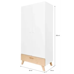 Bellamy Armoire 2 Portes 1 Tiroir Blanc Naturel 12