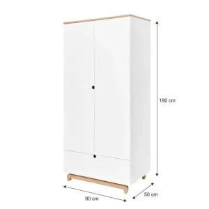 Bellamy Armoire 2 Portes 1 Tiroir Blanc Naturel 9