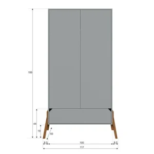 Bellamy Armoire 2 Portes 1 Tiroir Gris 10