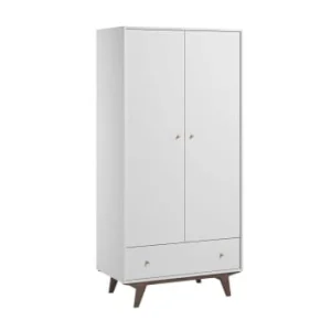 CALICOSY Armoire 2 Portes 1 Tiroir – H185 Cm – Blanc 16