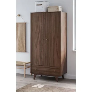 CALICOSY Armoire 2 Portes 1 Tiroir – H185 Cm – Marron 16