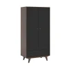 CALICOSY Armoire 2 Portes 1 Tiroir – H185 Cm – Noir 11