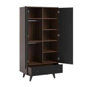 CALICOSY Armoire 2 Portes 1 Tiroir – H185 Cm – Noir 12