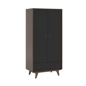 CALICOSY Armoire 2 Portes 1 Tiroir – H185 Cm – Noir 18