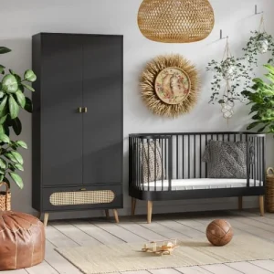 VOX Armoire 2 Portes 1 Tiroir Noir 8