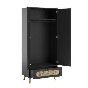 VOX Armoire 2 Portes 1 Tiroir Noir 10