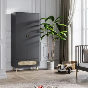 VOX Armoire 2 Portes 1 Tiroir Noir 12