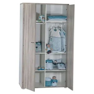 Sauthon Armoire 2 Portes 188x56x103cm Gris Foncé 10