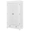 Altobuy Armoire 2 Portes 2 Tiroirs Bois Massif Vernis Blanc 14