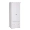 Terre De Nuit Armoire 2 Portes 2 Tiroirs En Bois Blanc 200cm 16