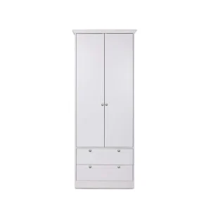 Terre De Nuit Armoire 2 Portes 2 Tiroirs En Bois Blanc 200cm 12