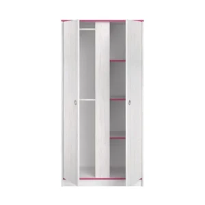 CALICOSY Armoire 2 Portes Avec Penderies Et Lingère L90 Cm – Décor Bois Blanc 16