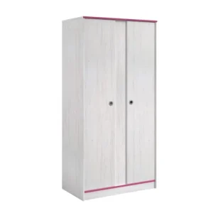 CALICOSY Armoire 2 Portes Avec Penderies Et Lingère L90 Cm – Décor Bois Blanc 18