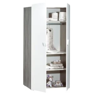 BabyPrice Armoire 2 Portes Bébé 175x86x56cm En Bois Gris 7