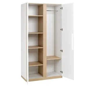 Nateo Concept Armoire 2 Portes Blanc Et Chêne Clair 8