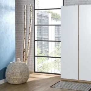 Nateo Concept Armoire 2 Portes Blanc Et Chêne Clair 10