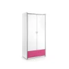 Terre De Nuit Armoire 2 Portes Blanche Et Rose Fuchsia 202cm 17