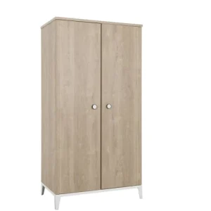 CALICOSY Armoire 2 Portes Décor Bois Et Blanc Bébé – 102 X 195cm 13