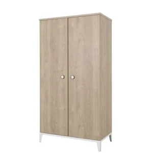 CALICOSY Armoire 2 Portes Décor Bois Et Blanc Bébé – 102 X 195cm 15